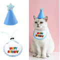 Miniatyrbillede 1 af 5: Blå, kæledyrsbandana - Mini hund og kat - Festtørklæder og hat -