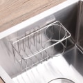 Miniatyrbild 3 av 4: Diskhohållare i rostfritt stål för diskho, självhäftande svamphållare för diskho, köksdiskho, diskborsthållare för kök, silver
