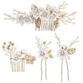 Miniatyrbild 1 av 2: STOBOK 4 st Bröllop Brudhår Accessoarer Set Strass Hårkammar U-formade Hårnålar Pärlhårnålar