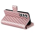 Miniatyrbillede 3 af 5: Style 012 til Samsung Galaxy S22 5G Etui Håndtaske Lynlåslomme Glitter Læder Telefon Cover Style D