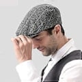 Miniatyrbillede 5 af 5: Peaked cap til midaldrende og ældre, justerbar klassisk beret flat cap (sort)
