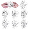 Miniatyrbillede 1 af 5: 8-pak Servietringe, Funklende Lotusblomster Rhinestone Bordserviet