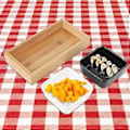 Miniatyrbillede 2 af 5: Opdelt Multifunktionel Miljøvenlig Tørret Frugtbakke Slik Snack Sauce Tallerkenholder til Hjemmet (To Rum 1 Hvid 1 Sort)