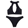 Miniatyrbillede 1 af 5: Piger Plus Size Bikini Strand Sport 2-delt Badedragt Push Up Halter Badedragt Ensfarvet S S