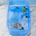 Miniatyrbillede 4 af 5: Skildpadde Akvarium Terrapiner Foderboks med Solplatform Skildpadde Små Krybdyr Avlsværktøj med Bunddræn-Prop Lilla Stor Stige Bassin Purple Large Ladder Basin