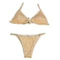 Pikkukuva 5 / 5: Naisten uimapuku Push Up -rintaliivit Bikini-setti Uimapuku Rantavaatteet (Kulta XL) Gold XL