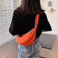 Miniatyrbillede 5 af 5: Fashionabel Canvas Skuldertaske Brysttaske Casual til Fest Studerende Udendørs Hvid Orange Orange