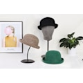 Miniatyrbillede 4 af 4: Damen M?dchen Roll-up Krempe Wolle Dome Hat Bowler (sort)