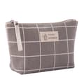 1PC（grå check）Canvas Kosmetisk Väska, Liten Bärbar Resekosmetik