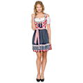 Pikkukuva 2 / 5: Naisten ruudullinen dirndl-mekko, saksalainen baijerilainen Oktoberfestin oluttyttöasu (valkoinen paita + mekko + esiliina). M. Sininen