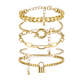 Miniatyrbillede 1 af 5: 5 stk. Guld Kæde Link Armbånd til Kvinder, 14K Guldbelagt Dainty A