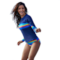 Miniatyrbilde 1 av 5: Dame Langarmet Rash Guard Atletisk Svømmetøy Aztec Tankini Sett