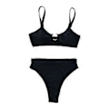 Miniatyrbillede 3 af 5: Bikinisæt med stroptop, højtaljede brasilianske badetøj, strandrejse, badedragt, tankini (Sort 1 M) Black 1 M