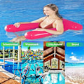 Miniatyrbild 5 av 5: Flytande hängmatta pool uppblåsbar hängmatta multifunktionell 4-i-1 flytande