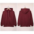 Miniatyrbillede 3 af 4: Dame Knap Front Hættetrøje Pullover Langærmet Efterår Vinter Sweatshirt Top SweaterM( style1904)