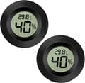 Svart Rund, 2 st Digital LCD Utomhus Termometer Hygrometer Hy
