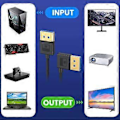Miniatyrbillede 2 af 5: Silikone DisplayPort DP1.4 Kabel Vinklet 90 Graders Tilslutning 8K60Hz Kapabel fra 30-100cm Længdevalg 60cm straight head