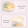 Miniatyrbillede 5 af 5: Iøjnefaldende Automatisk Roterende Dessert Vitrineskab Dobbelt Lag Swing Bakke Maskine Plastmateriale Fantastisk til Kage Dessert B