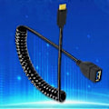 Miniatyrbild 4 av 5: Guldpläterad Teleskopisk Spiral USB A till Typ C OTG Datakabel Snabb Laddningssladd för Extern Hårddisk C