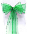Miniatyrbilde 3 av 5: Organza Stoltrekk Bred Tyll Sløyfe Bånd Sløyfe Bryllupsfest Green 10 Pcs