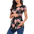 Miniatyrbilde 3 av 3: Maternity Topper Off Shoulder Kort Ermet Side Ruched Pregnance T
