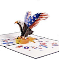 Miniatyrbillede 3 af 5: til Pop Up 3D Skaldet Ørn Kort med Kuvert Amerikansk Flag Lykønskningskort Uafhængighedsdag Festival Kort Festartikler