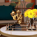 Miniatyrbillede 3 af 5: Moderne skulptur, Gyldne Abstrakte Kunstfigurer, Stue Dekoration