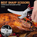 Miniatyrbild 3 av 5: 1PC Silver Sharp Poultry Scissors - Red Bone Scissors with Serrat