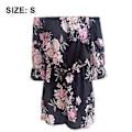 Miniatyrbillede 2 af 5: Dame Casual Blomsterprint Off Shoulder Trompetærme Swing Kjole (style6076)