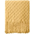 Miniatyrbillede 1 af 5: Akryl Strikket Pled, 47x67 Tommer, Gul Ternet, L