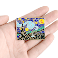 Miniatyrbillede 2 af 5: 2 stk. Van Goghs Stjerne Nat Maleri Emblempind, Multi, 1,75