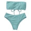 Miniatyrbild 1 av 5: Högmidjade bikiniset för damer, sportig tvådelad baddräkt, enfärgad cheeky, högt skuren baddräkt, yogakläder, presenter ljusblå M light blue M