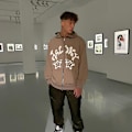Miniatyrbilde 2 av 5: Hettegenser med stjerneprint for menn, bokstavgenser, oversized topp, Y2K-teen