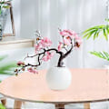 Miniatyrbild 4 av 5: Plommonblom & Persikoblom Simulation Grenar, Magnolia Bonsai för Vardagsrum & Studierum Dekoration, Böjd Plommonpulver