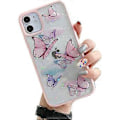 Miniatyrbild 1 av 5: iPhone 11 Fjärilsfodral, Shinymore Söt Fjäril Glitter Stötsäker Mjuk Silikon Transparent Tjej Kvinna Omslag Fodral för iPhone 11 Rosa