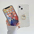 Miniatyrbild 2 av 5: Kompatibel med iPhone 13 Skal, Klar Glittrig Laser Stötsäker Skyddande Fodral med Diamantring Ställ Mode Färgglatt Glitter Kärlek Hjärta