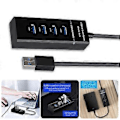 Miniatyrbild 2 av 5: Hög Hastighet USB3.0 Hub 4-Portars USB-Adapter Kompatibel för Stationär Dator Laptop TV 5Gbps Effektiv Dataöverföring & Laddning 1 meter