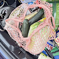 Miniatyrbild 3 av 5: Mesh Net Bag med lång axelrem, stretchbar, återanvändbar