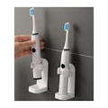 Miniatyrbillede 4 af 5: Elektrisk tandbørsteholder, vægmonteret tandpasta-arrangør multifunktionel plast selvklæbende holder til 4 badeværelses- og køkkenudstyr