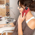 Miniatyrbild 4 av 5: iPhone 13, Plånboksfodral - Slimmat syntetiskt läderfodral med canvas twill-finish & 2 kreditkortsfack [RÖD]