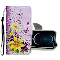 Miniatyrbillede 1 af 5: Farvet Tegne Etui til iPhone 12 Pro Max Yellow Flower Butterfly