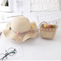 Pikkukuva 1 / 5: Beige 2-osainen setti (hattu+laukkusetti 47-53CM) Tyttöjen aurinkolakki Lapsi Summ