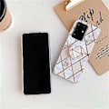 Miniatyrbild 5 av 5: Fodral för Galaxy A51, pläterad färgglad geometrisk mönster mosaik marmor TPU mobiltelefonfodral med vikbart stativ