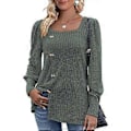 Miniatyrbillede 4 af 4: Dame Top Lang Pufærme Knap Almindelig Elegant Dame Sweater til Arbejde Dagligdag Ferie OD Grøn XL