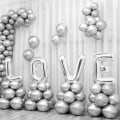 Miniatyrbild 4 av 5: Silver Ballonger 100PCS 10 Tums Metallic Silver Ballonger Latex Silv