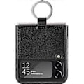 Miniatyrbild 2 av 5: Designat för Samsung Galaxy Z Flip 3 Skal med Ring, Slimmad Tunn PU Läder Stötsäkert Telefonskal, Z Flip 3 5G Skyddsskal med Rem (2021) (Svart)