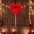 Miniatyrbillede 3 af 4: Valentinsdag Haveflag Kærlighed Filt Vedhæng Hjem Dekoration Valentinsdag Bryllup Dekoration Valentinsdag Gave C