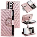 Miniatyrbillede 1 af 5: Style 012 til Samsung Galaxy S22 5G Etui Håndtaske Lynlåslomme Glitter Læder Telefon Cover Style D