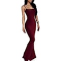 Miniatyrbilde 1 av 5: Dame Lounge Spaghetti Stropp Maxi Kjole Elegant Ensfarget Ermeløs Bodycon Kjole for Strandfest