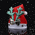 Miniatyrbild 4 av 5: Jul Tomteluva med Horn Vit Kant för Julfest Nyår Huvudbonad Tomtekostym Tillbehör Present gyllene snöflingor golden snowflakes